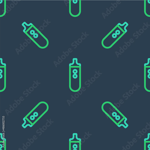 Line Electronic cigarette icon isolated seamless pattern on blue background. Vape smoking tool. Vaporizer Device. Vector