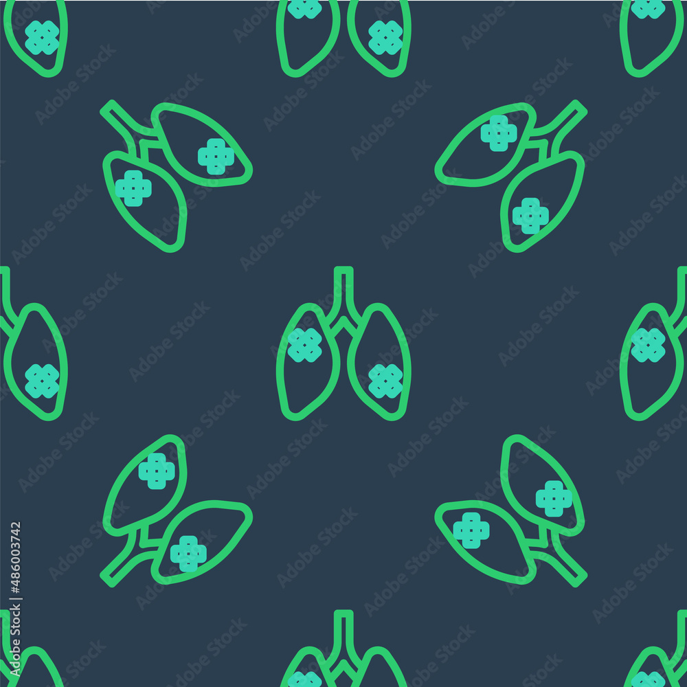 Line Disease lungs icon isolated seamless pattern on blue background. Vector Line Disease lungs icon isolated seamless pattern on blue background. Vector