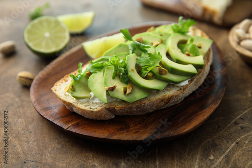 Healthy homemade avocado toast on a plate