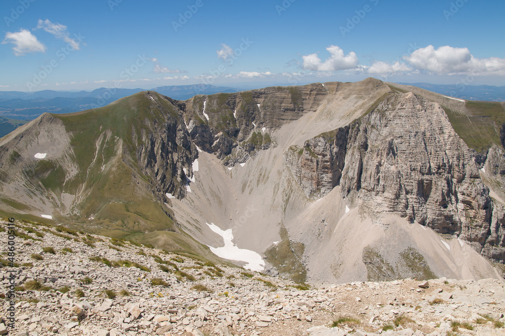 View of the peak of Redentore mountain in the national park of Monti Sibillini