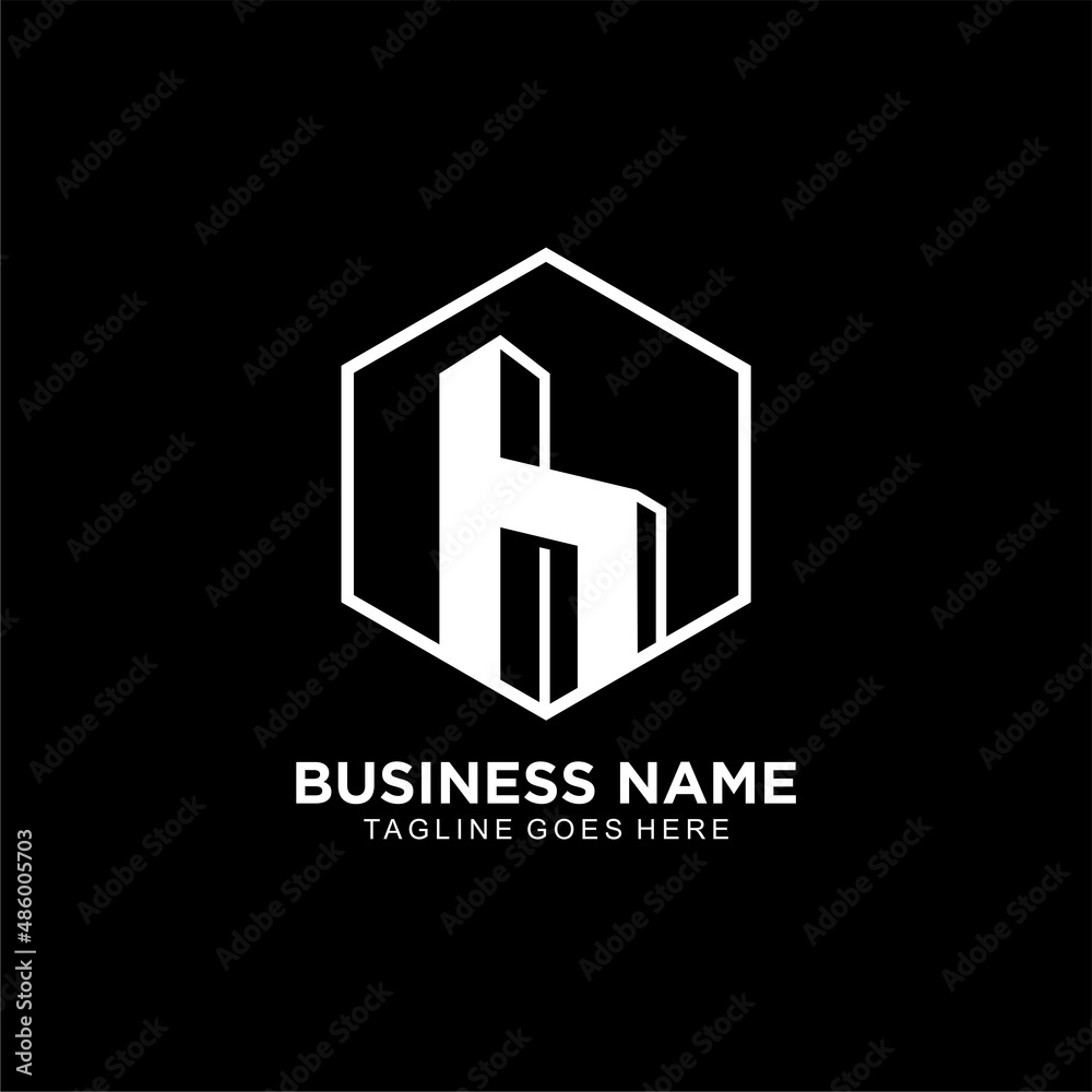 H initial for realestate logo with hexagonal concept