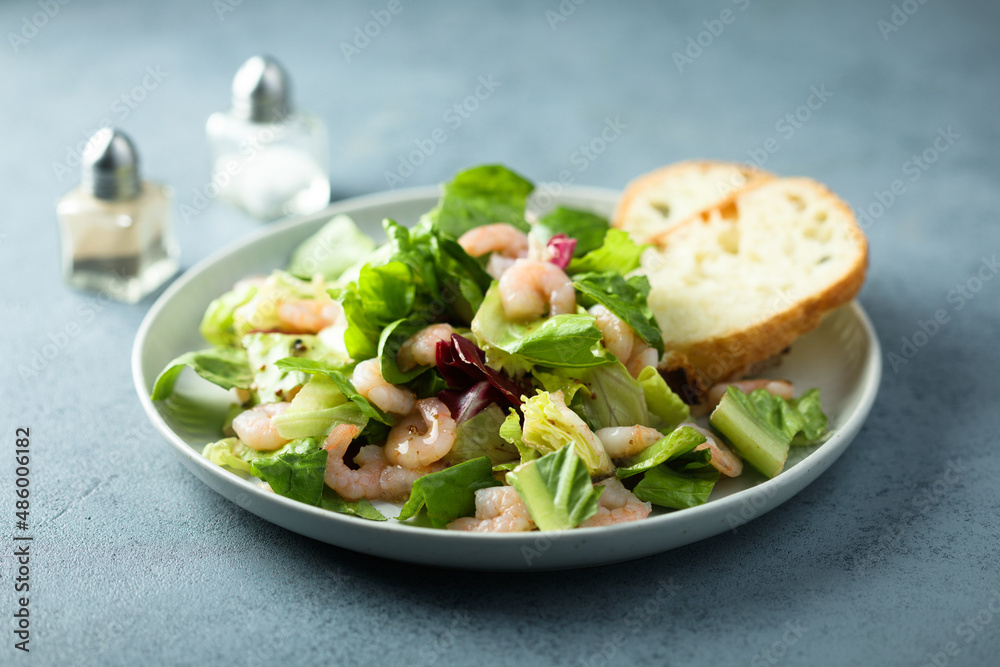 Healthy green salad with shrimps Healthy green salad with shrimps