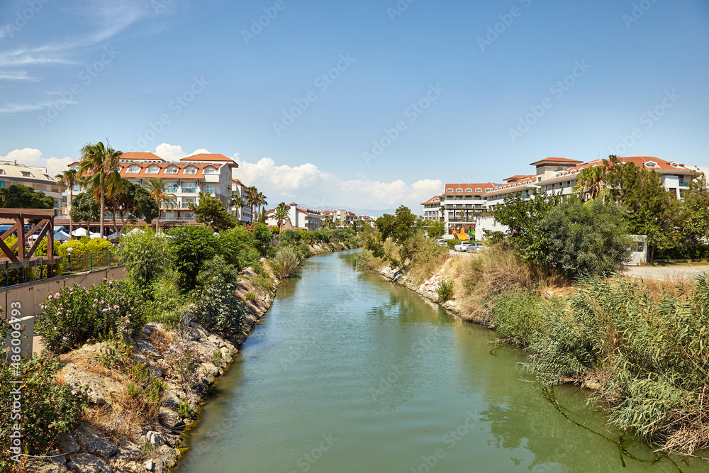 River in Turkey on the shores of the mediterranean sea, during the covid 19 pandemic