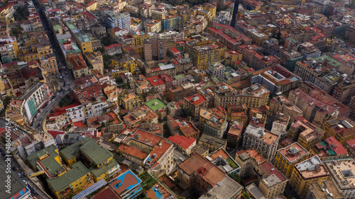 Aerial view of the buildings of the Vomero district in Naples, Italy.