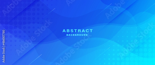 Gradient blue background with halftone memphis style. Modern banner template vector.	 photo