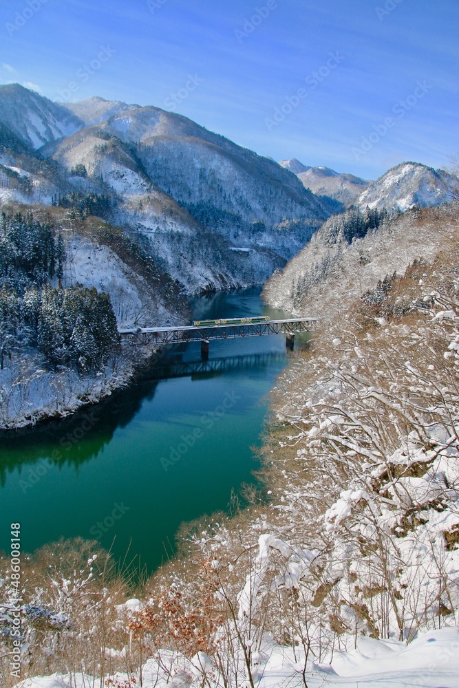 冬の只見線・第3橋梁（福島県・三島町）