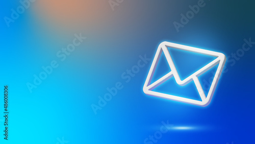 3d icon mail. Creative symbol  mail on abstract backgrounds. Neon mail with light effects