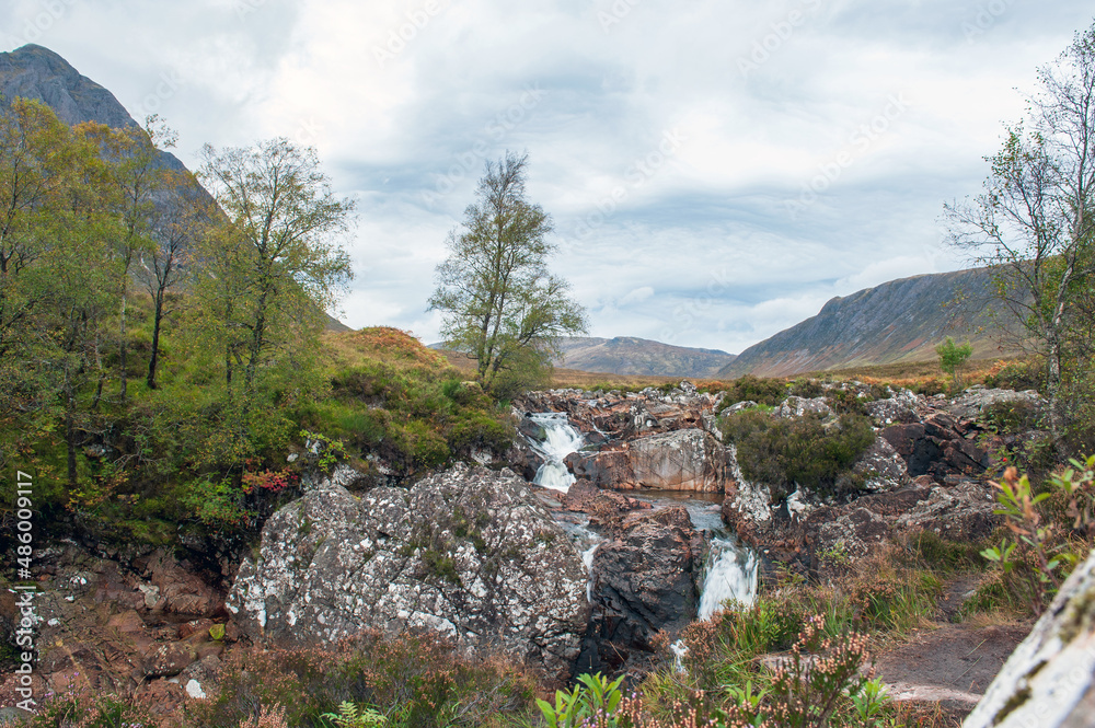 Etive Mor Waterfall in Glencoe of the Scottish Highlands Etive Mor Waterfall in Glencoe of the Scottish Highlands
