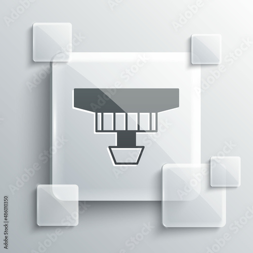 Grey Smoke alarm system icon isolated on grey background. Smoke detector. Square glass panels. Vector