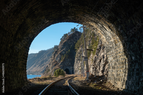 View from the tunnel to the Circum-Baikal Railway