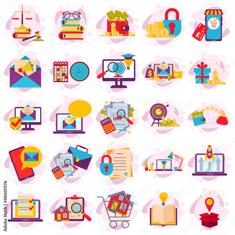 Business icons installed for business. A set of business concept icons. Business icons installed for business. A set of business concept icons.
