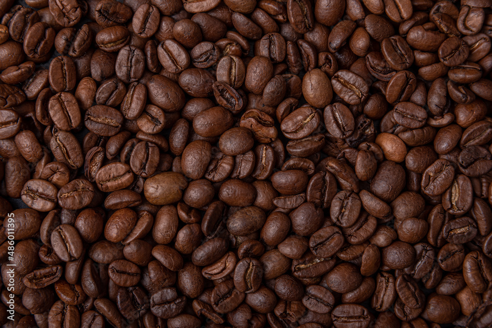 dark roasted coffee beans background, arabic roasting coffee
