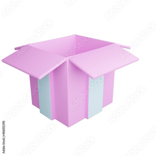 3d giftbox with ribbon and pink blue color