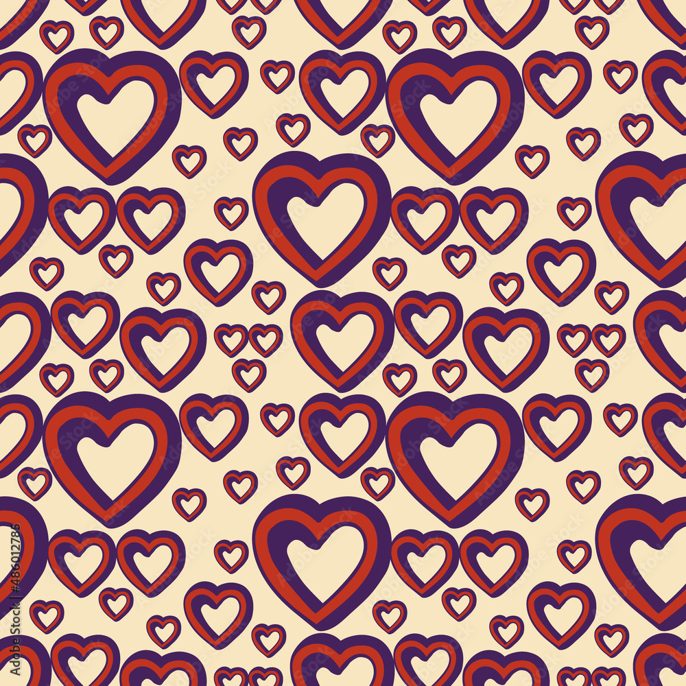 Seamless pattern with hearts in retro style. Modern print for fabric, textiles, wrapping paper. Vector illustration Seamless pattern with hearts in retro style. Modern print for fabric, textiles, wrapping paper. Vector illustration