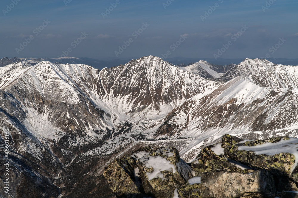 Obraz premium View of the mountain peak Pyramid in the Eastern Sayan