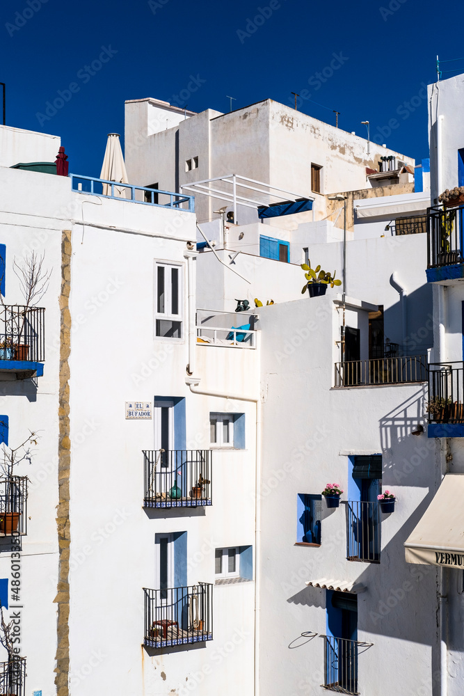 Obraz premium old town of Peñiscola, Castellón is a major tourist attraction on the Spanish Mediterranean coast.