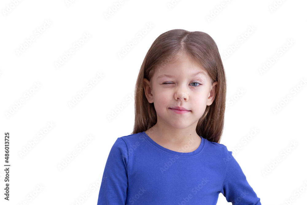 Winking little girl isolated on white background Winking little girl isolated on white background