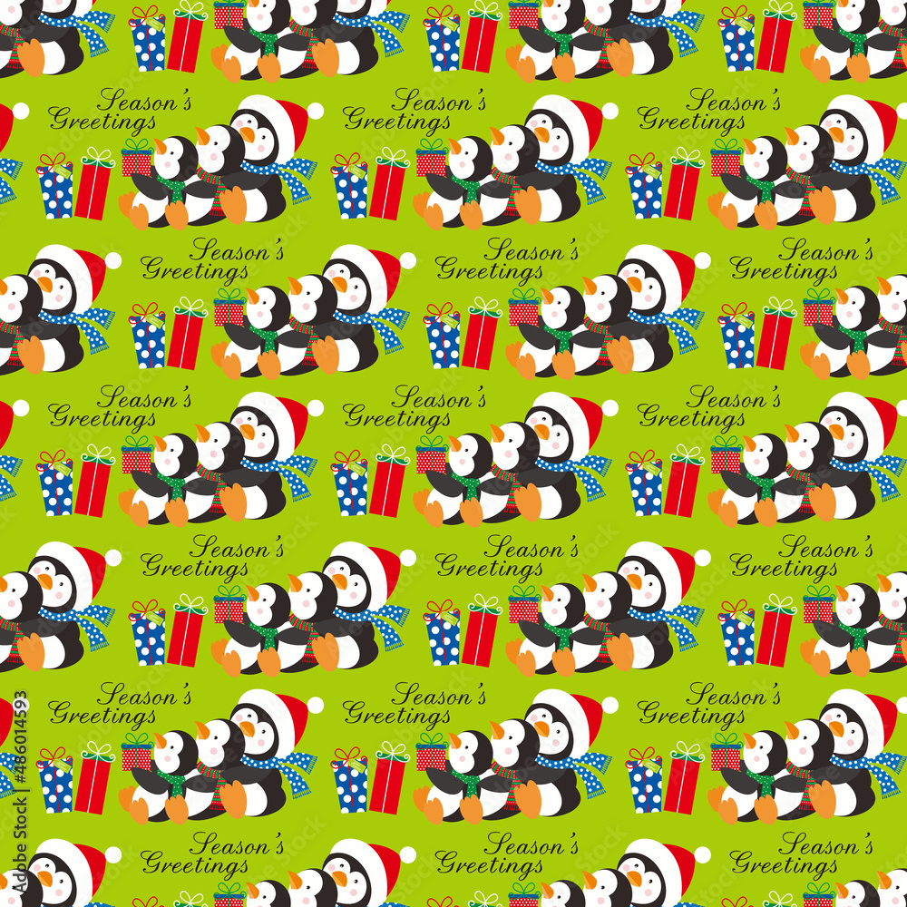 christmas seamless pattern with penguins