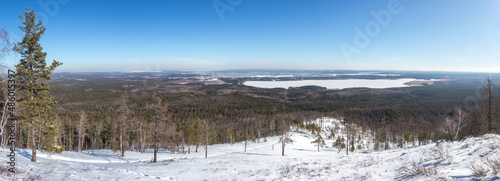 Winter landscape. Sugomak mountain, Chelyabinsk region, South Ural, Russia.