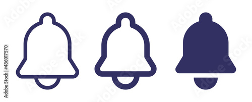 Notification bell icon in different design. Alarm bell icon set.