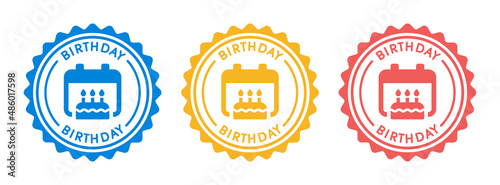Birthday stamp design. Happy birthday icon on banner vector illustration.