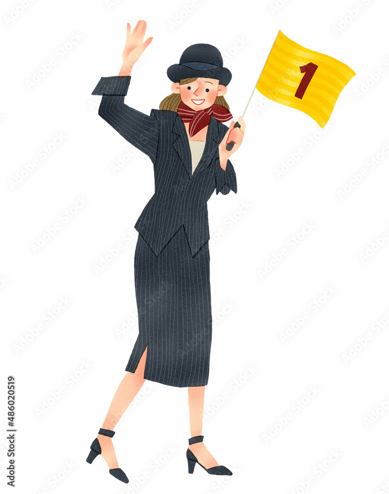 ツアーガイドをする女性 手描きイラスト Stock Illustration Adobe Stock