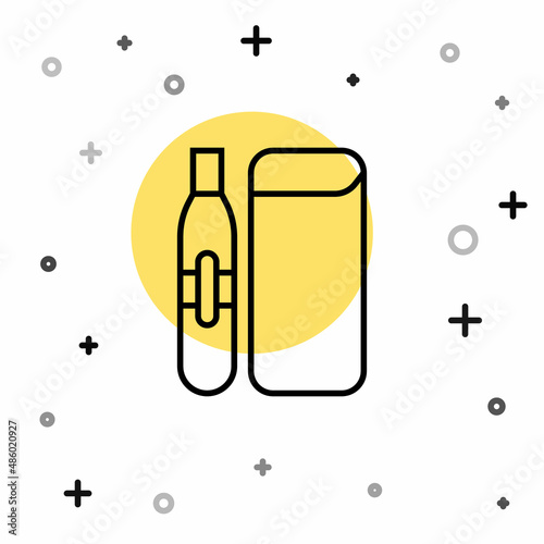 Black line Electronic cigarette icon isolated on white background. Vape smoking tool. Vaporizer Device. Random dynamic shapes. Vector