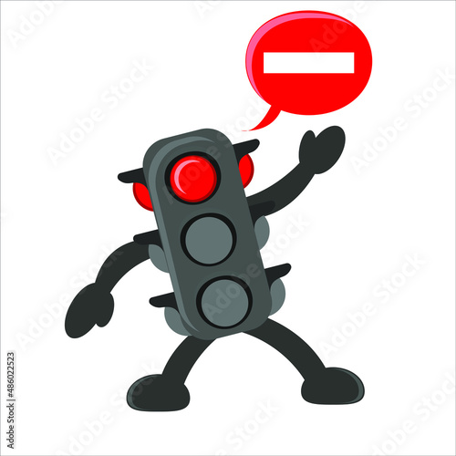 Cartoon vector illustration of a traffic sign with a stop sign