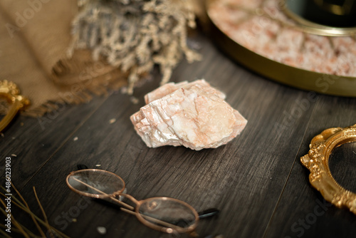 Raw gemstone photography - Pink calcite