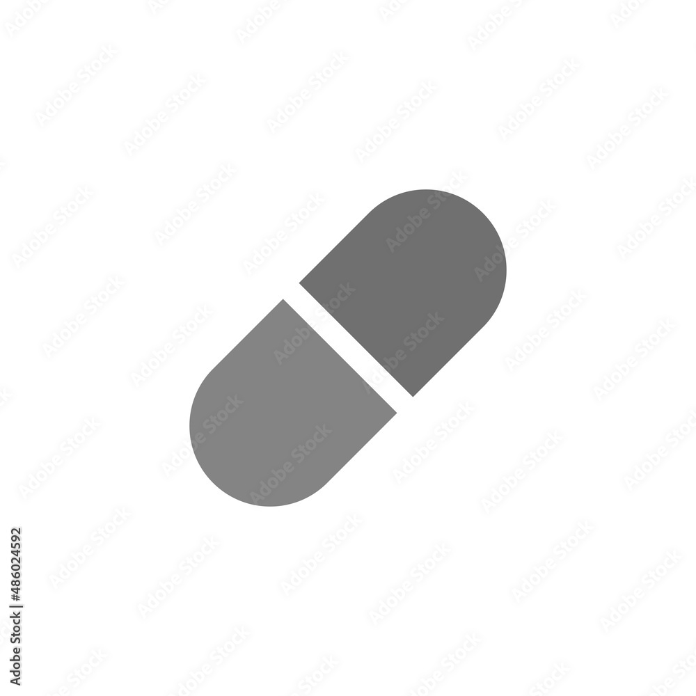 Capsule grey flat vector icon Capsule grey flat vector icon