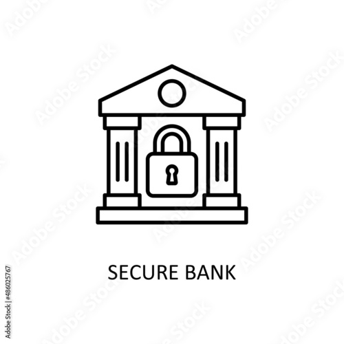 Secure Bank Vector Outline Icon Design illustration. Banking and Payment Symbol on White background EPS 10 File