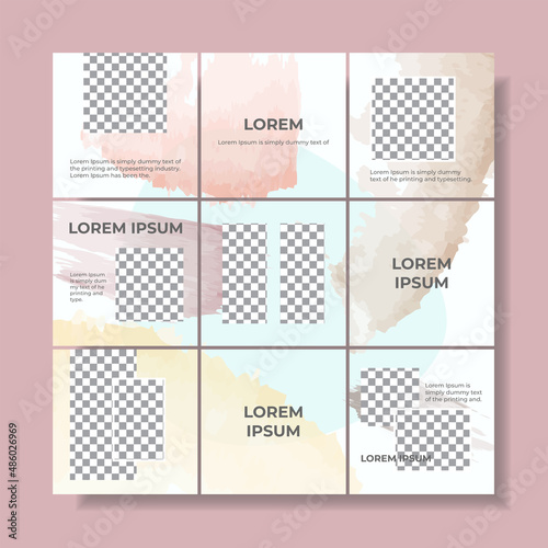 Creative social media puzzle feed with 9 templates