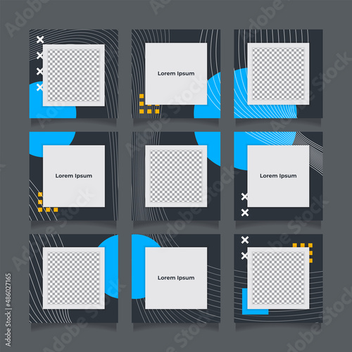 Creative social media puzzle feed with 9 templates