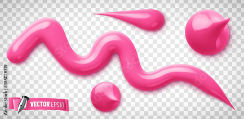 Vector realistic illustration of pink paint on a transparent background.