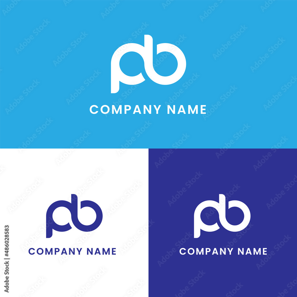 logo pb monogram icon, simple and modern design initial p and b, blue color logo template.