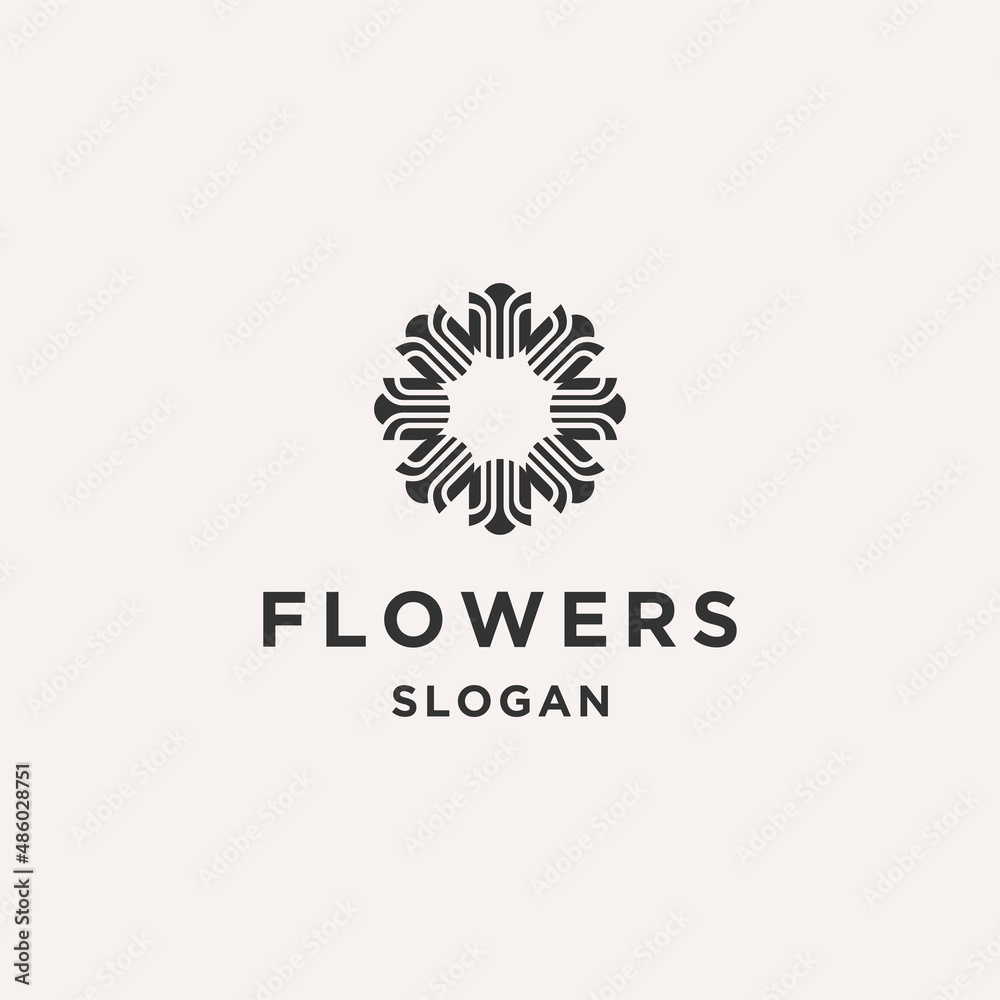 Fototapeta premium Flower logo line art icon vector template