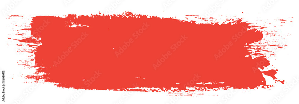 Fototapeta premium Red brush stroke isolated on white background. Trendy brush stroke vector for red ink paint, grunge backdrop, dirt banner, watercolor design and dirty texture. Brush stroke vector