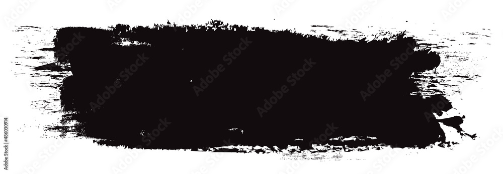 Black brush stroke isolated on white background. Trendy brush stroke vector for black ink paint, grunge backdrop, dirt banner, watercolor design and dirty texture. Brush stroke vector