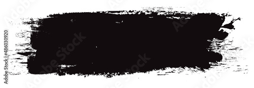 Black brush stroke isolated on white background. Trendy brush stroke vector for black ink paint, grunge backdrop, dirt banner, watercolor design and dirty texture. Brush stroke vector