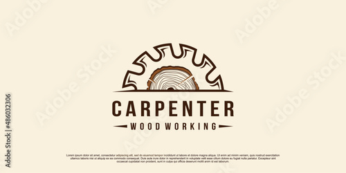 Carpenter logo design with unique concept Premium Vector