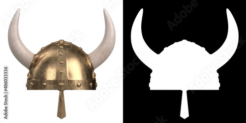 3D rendering illustration of a viking helmet photo