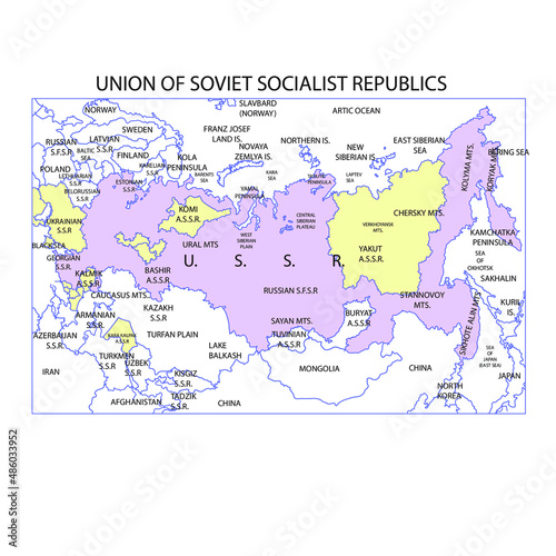 map of USSR, united soviet socialist republic, autonomous republics of the USSR photo