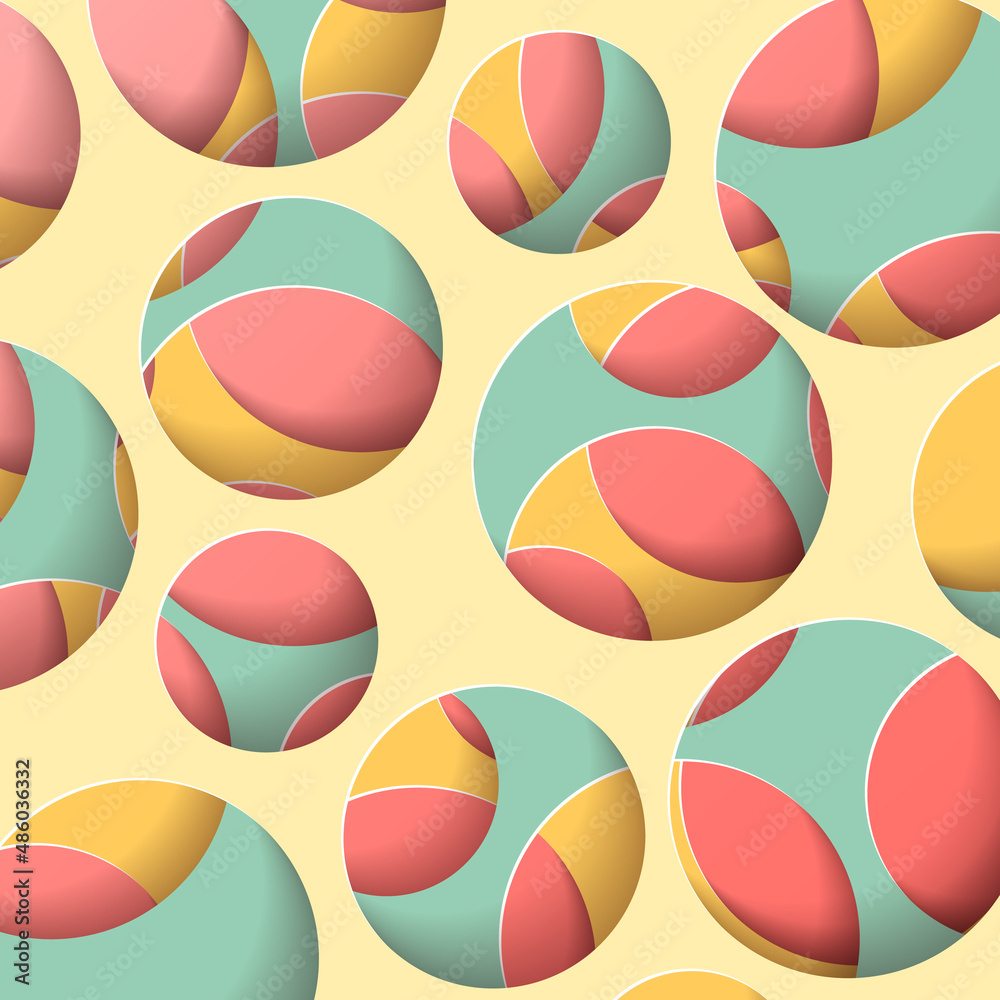 Abstract colourful background with circles in paper cut style. Vector illustration.