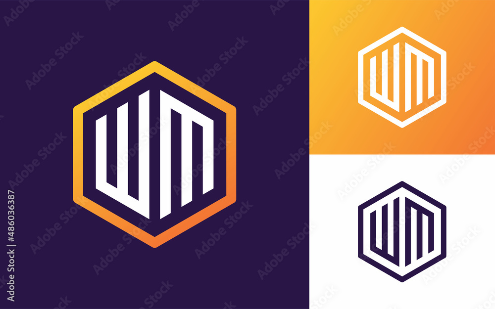 Modern and Simple Initial Letters W M Monogram Logo Vector Icon for Company or Sports Team