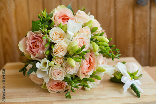 wedding bridal bouquet of roses and freesia  © Iryna Medvedeva