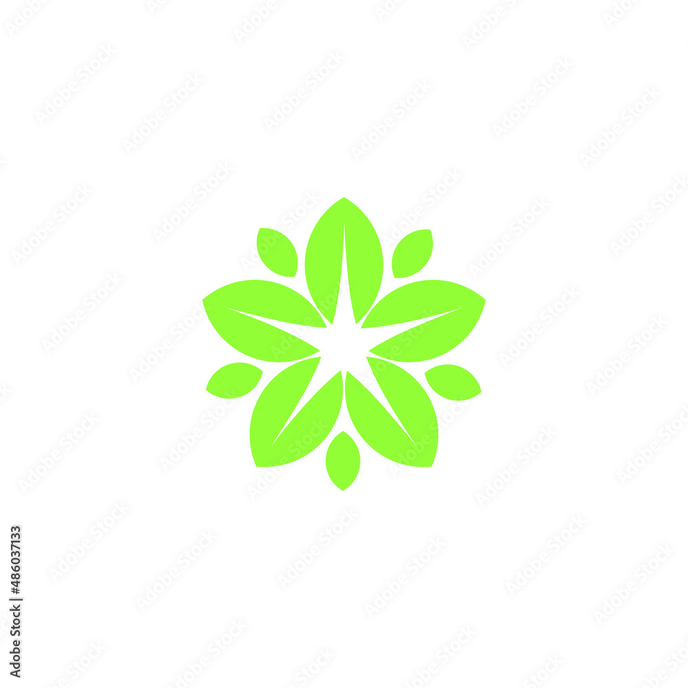 Leaf Leaves Star LogoGreen Bowl Leaf Nature Food Cup Logo design vector Vector