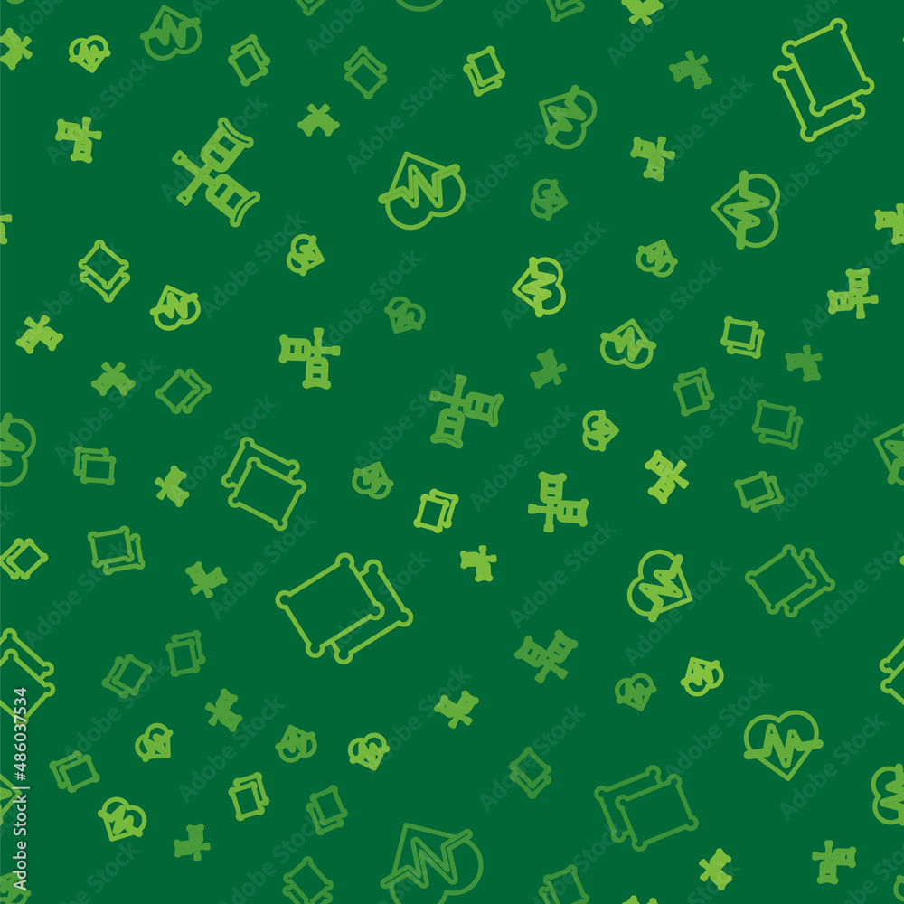Set line Crutch or crutches, Pillow and Heart rate on seamless pattern. Vector Set line Crutch or crutches, Pillow and Heart rate on seamless pattern. Vector