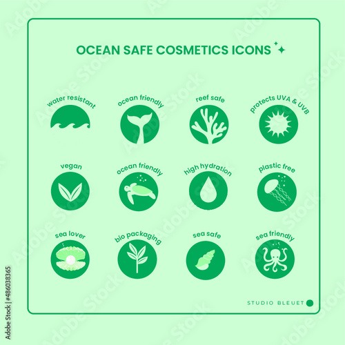 ocean safe cosmetics icons (ID: 486038365)