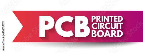 PCB Printed Circuit Board - laminated sandwich structure of conductive and insulating layers, acronym text concept background