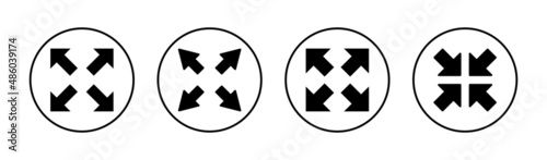 Fullscreen Icon set. Expand to full screen sign and symbol. Arrows symbol